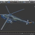 Detailed Military Camouflage Helicopter With Rotors Fuselage And Equipment Structure