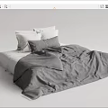 Minimalist Double Bed With Gray Duvet White Pillows And Soft Neutral Bedding