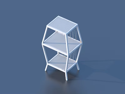 White Modern Display Shelf With Geometric Design And Multi Tier Structure 3d model