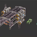Sci Fi Futuristic Machinery Framework With Cylindrical Components And Small Mechanical Units 3d model