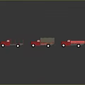 Red Model Trucks Featuring Tank Dump Flatbed And Covered Cargo Designs