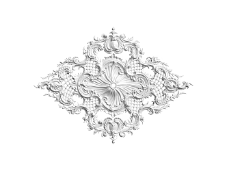 European-style lamp panel gypsum component carved 3d model