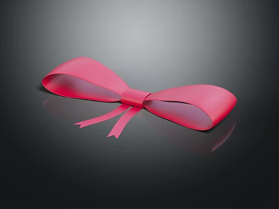 Elegant Pink Bow Decorative Ornament Set with Shiny Surface for Stylish Home Decoration 3d model