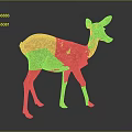 Brown White Spotted Deer With Pink Ears Standing On Dark Background