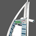 Iconic Sail Shaped Luxury Hotel Building With Glass Facade And Lawn Area