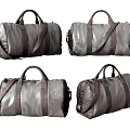 Four Stylish Gray Brown Duffel Bags With Handles And Shoulder Straps Design