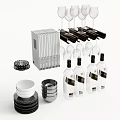 Complete Dinnerware Set With Plates Bowls Wine Glasses Cutlery And Bottles For Dining