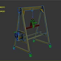 Yellow Mobile Gantry Crane Equipment with Wheels and Lifting Frame 3d model