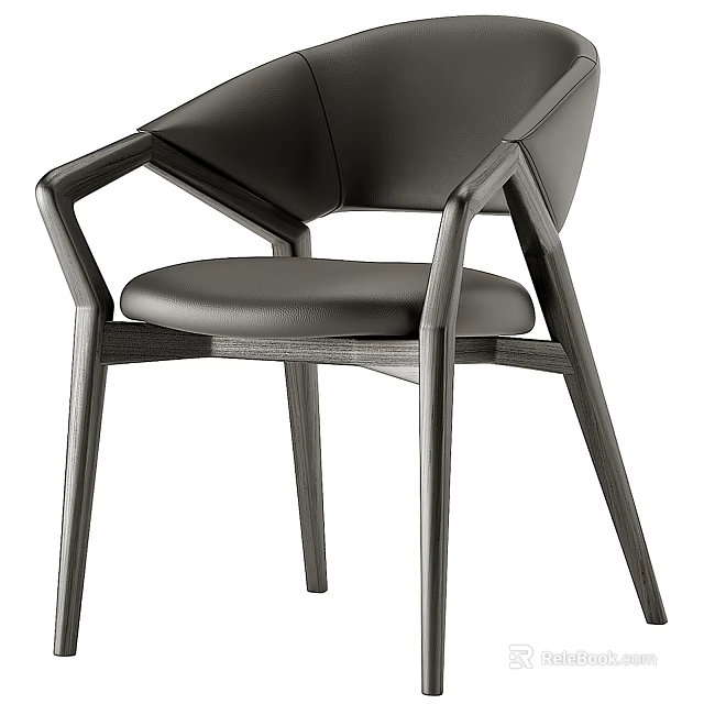 Modern Leather Dining Chair With Stylish Wooden Frame And Contemporary Design 3d model 