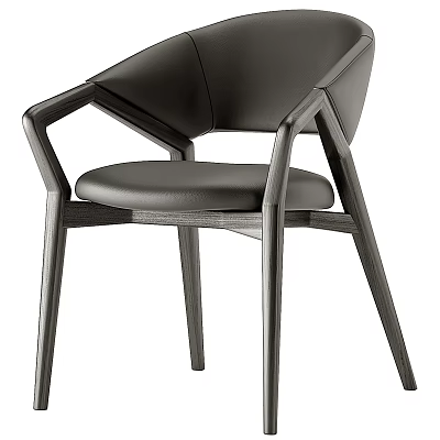 Modern Leather Dining Chair With Stylish Wooden Frame And Contemporary Design 3d model