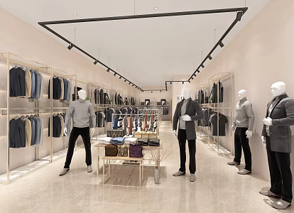 Modern Clothing Store Men's Clothing Store Clothing Showroom 3d model
