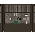 Sleek Modern Wooden Decorative Cabinet With Illuminated Shelves And Decor Items