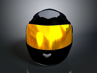 Tactical Weapon Equipment Helmet with Black Yellow Visor and Protective Features 3d model
