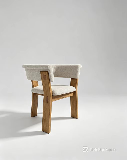 Modern Dining Chair With Wooden Frame And Light Upholstered Seat Backrest 3d model 