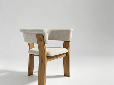 Modern Dining Chair With Wooden Frame And Light Upholstered Seat Backrest 3d model