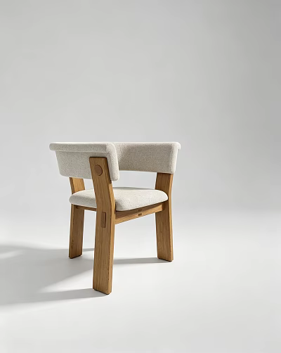 Modern Dining Chair With Wooden Frame And Light Upholstered Seat Backrest 3d model