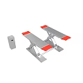 Dual Platform Industrial Lifting Equipment with Red Tops and Control Panel