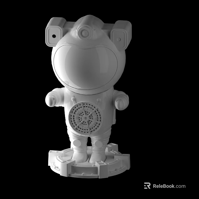 Cartoon Robot Sculpture With Circular Decorative Base And White Figure Design 3d model 
