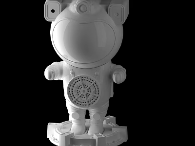 Cartoon Robot Sculpture With Circular Decorative Base And White Figure Design 3d model