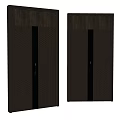 Modern Dark Security Doors With Wood Grain Panel And Grid Texture Design 3d model