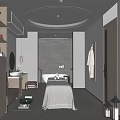 Modern SPA Sauna Interior With Massage Table Bathtub Plush Towels And Soft Lighting