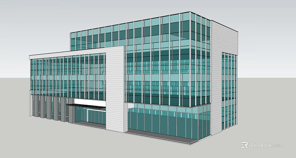 Modern Office Building With Glass Curtain Wall And Contemporary Exterior Design 3d model 