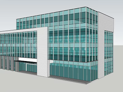 Modern Office Building With Glass Curtain Wall And Contemporary Exterior Design 3d model