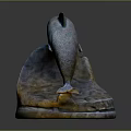 Detailed Leaping Dolphin Sculpture With Wave Textured Base And Metallic Finish