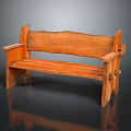 Outdoor Wooden Bench with Armrests Solid Wood Natural Style Garden Patio Furniture