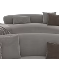Light Gray Curved Sectional Sofa With Decorative Pillows And Throw Blanket 3d model