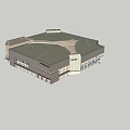 Modern Commercial Plaza Exterior Design with Glass Facade Storefronts and Signage