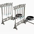 Classic Decorative Ornament Set with Intricate Carved Stands Feather Accents and Black Bowl