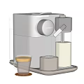Stylish Modern White Kitchen Appliances Featuring Coffee Maker And Compact Design 3d model