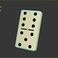 White Domino Shaped Decorative Furniture Piece With Black Dots And Central Stripe