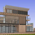 Modern Detached Villa Featuring Glass Facade Wooden Structure And Open Layout