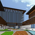 Modern Multi story Office Building With Glass Curtain Wall And Blue Sky Exterior