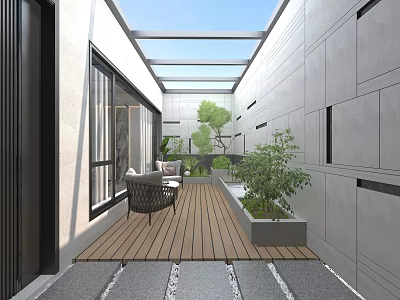 Villa negative first floor patio recreation room mahjong room 3d model