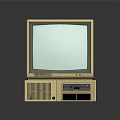 Vintage Retro Desktop Computer With CRT Monitor And Classic Beige Casing