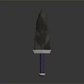 Sharp Dagger With Textured Metallic Blade And Purple Striped Handle On