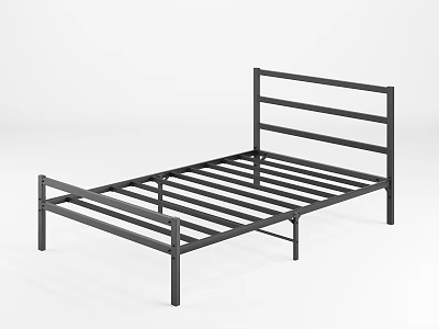 Black Metal Bed Frame With Simple Design Slatted Base And Sturdy Structure 3d model