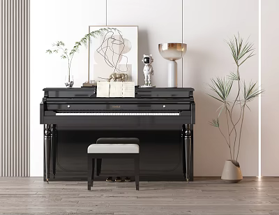 Artistic Piano And Drawing Supplies With Canvas Brushes And Paints For Creative Studio Use 3d model