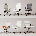 Modern Office Chairs Featuring Ergonomic Design And Various Styles For Workspace 3d model