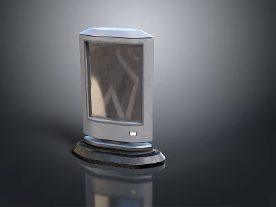 Modern Sleek Computer Monitor With Silver Frame Transparent Screen And Circular Base 3d model