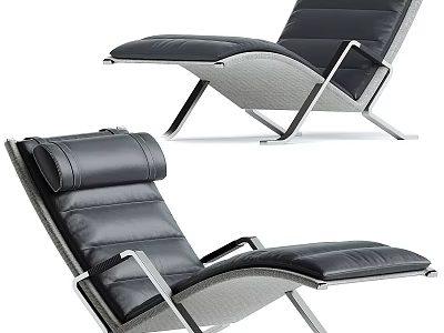 Modern Black Leather Lounge Chair With Metal Frame And Contemporary Design 3d model