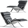 Modern Black Leather Lounge Chair With Metal Frame And Contemporary Design