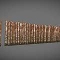Outdoor Rustic Wooden Fence With Peeling Paint And Weathered Textured Surface
