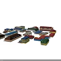 Commercial Complex Scale Model Showcasing Multiple Buildings With Various Colors And Different Shapes 3d model