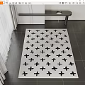 Black and White Square Rug With Black Cross Patterns In Modern Interior 3d model