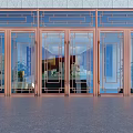 Modern Copper Framed Glass Double Doors With Clear Panels For Building Entrance