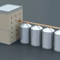 Industrial Equipment For Large Storage Tanks With Connecting Structure And Adjacent Building